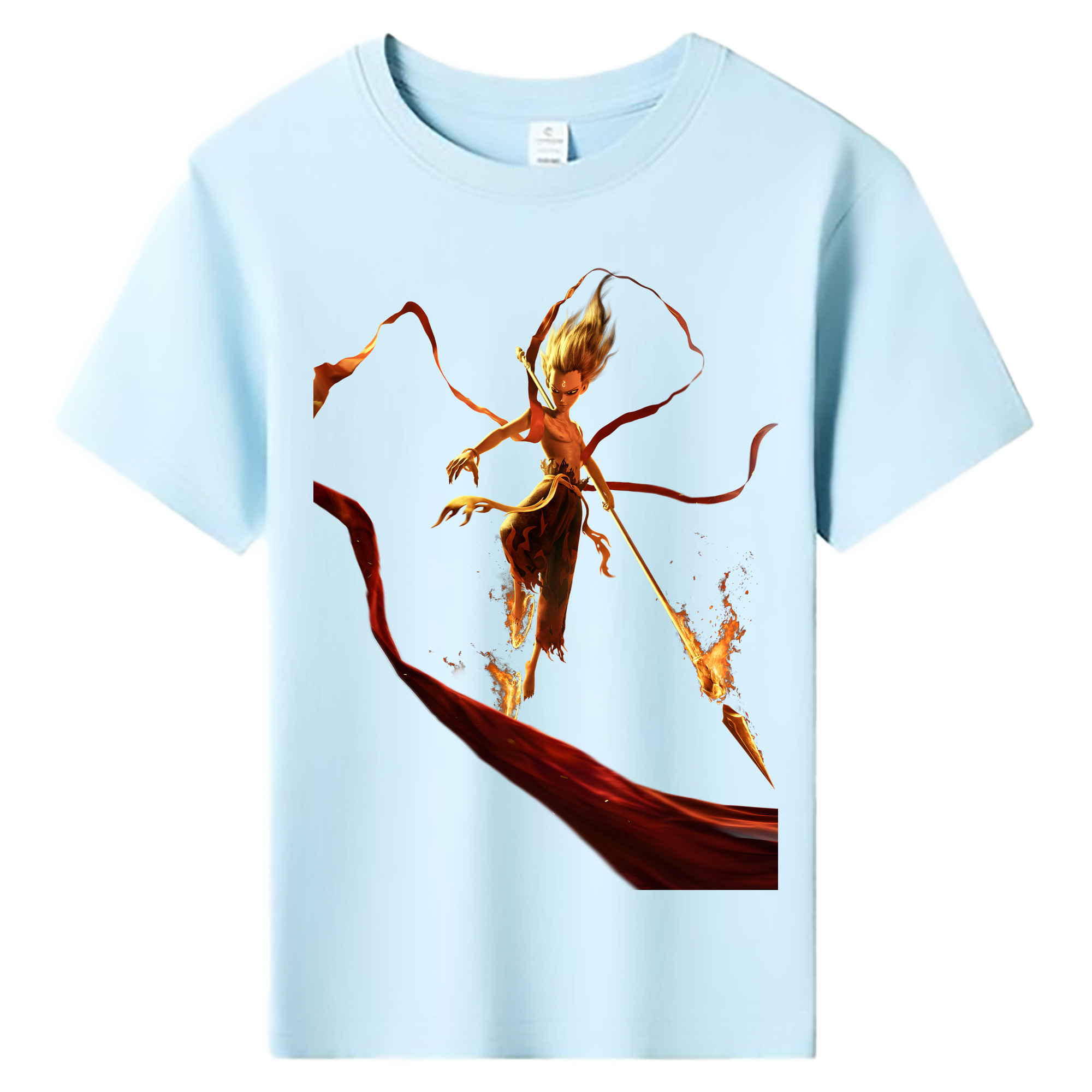 （画像用） Ne Zha 2 ナタ 魔童の大暴れ 綿100％キッズTシャツ（フロントプリント）